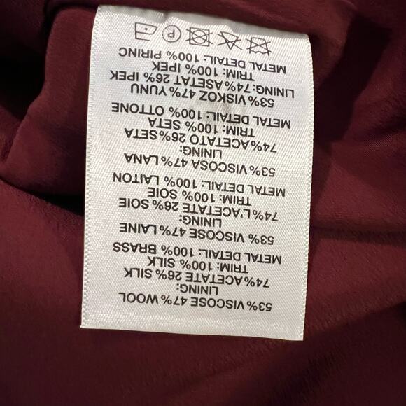 NWT Christopher Kane Runway Off Shoulder V-Neck Mini Dress Burgundy Sz 8 - Picture 7 of 8